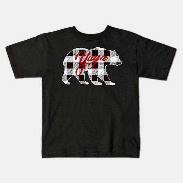 Black And White Buffalo Plaid Yaya Bear Shirt Matching Pajama Family Kids T-Shirt by tabaojohnny